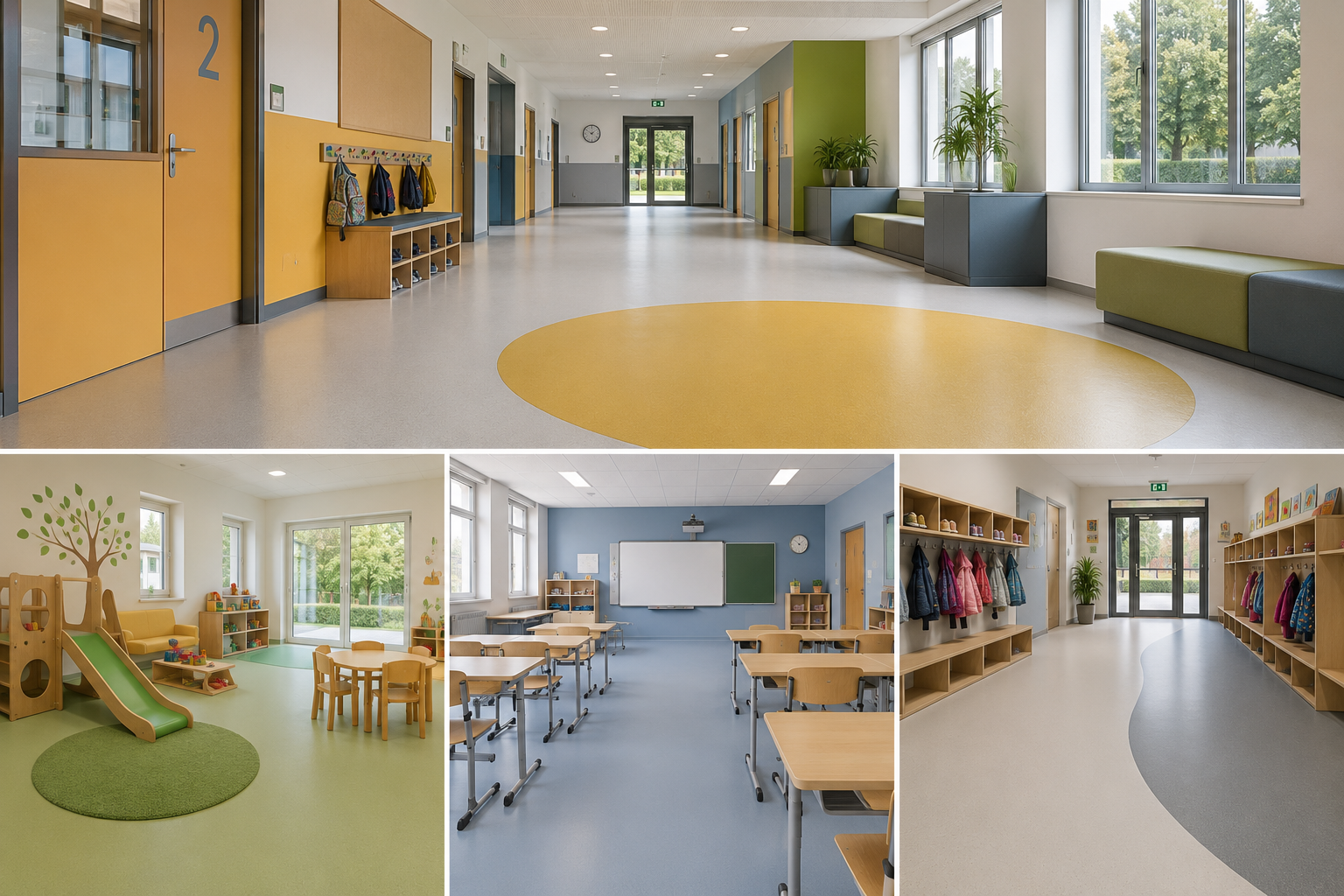Schule mit hygienischem Boden