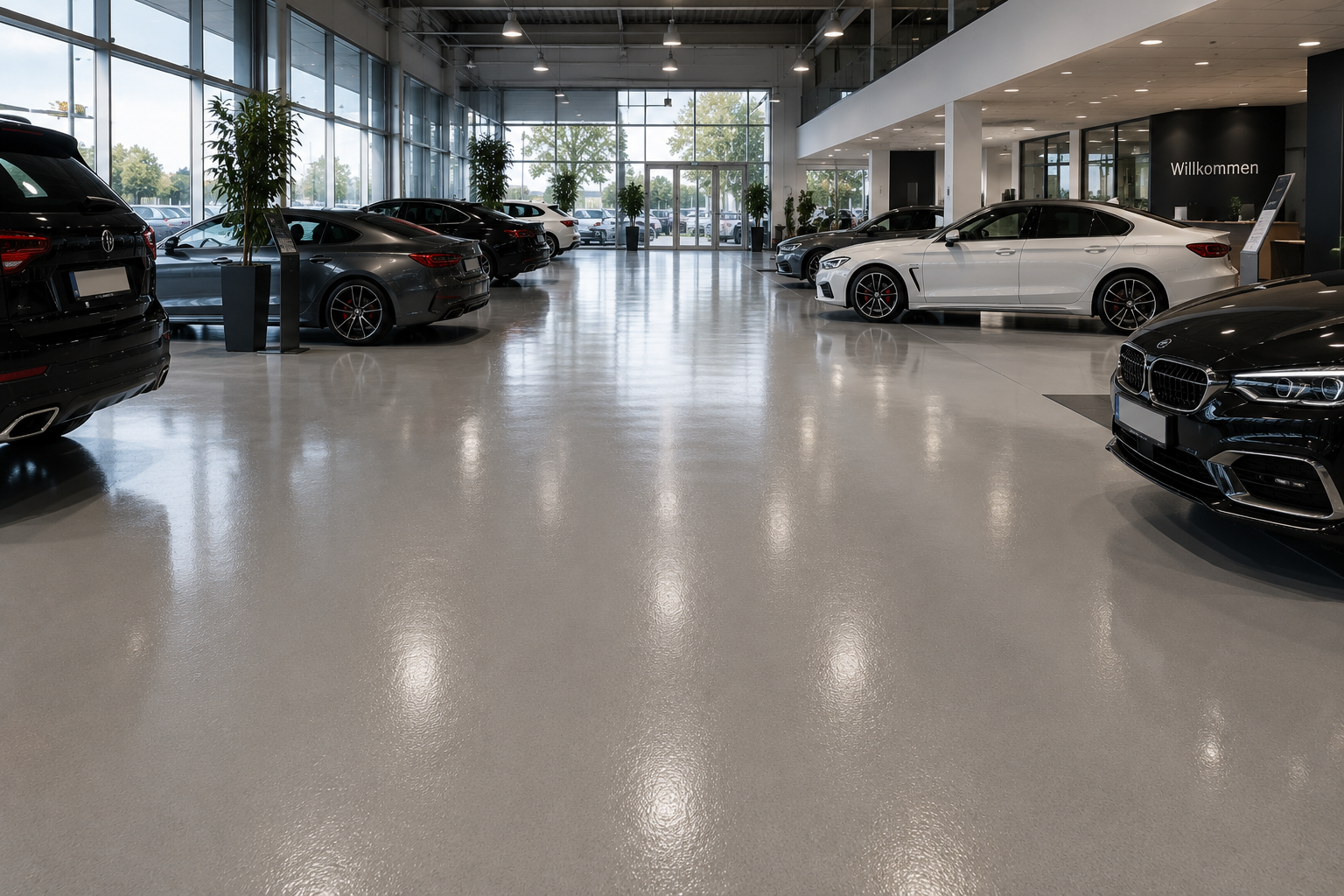 Autohaus-Showroom mit Designboden