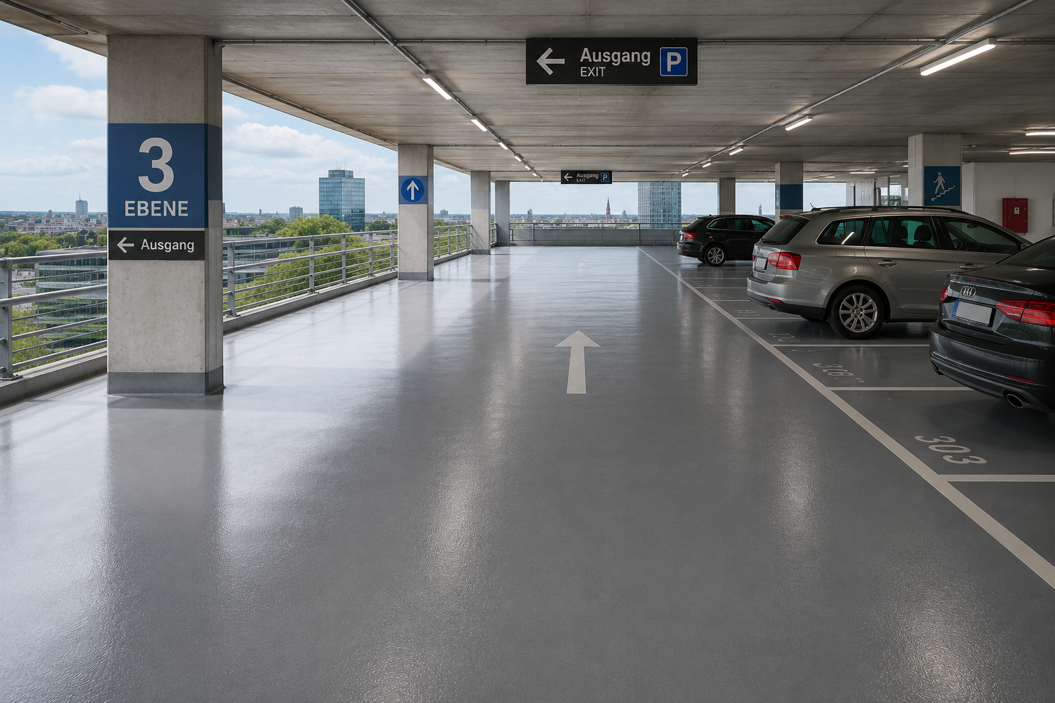 Parkdeck mit Beschichtung