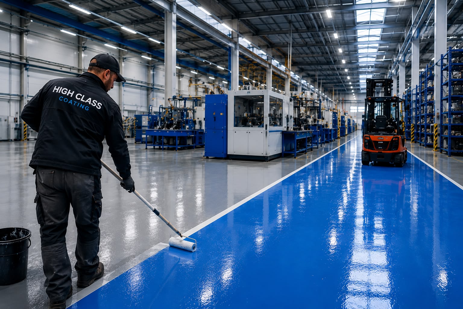 Industrieboden Beschichtung in einer Produktionshalle