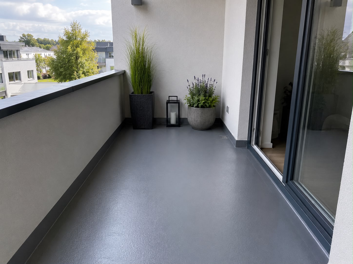 Wasserdichte PU-Beschichtung auf Flachdach und Balkon
